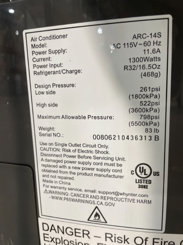 Photo 3 of Whynter ARC-14S 14,000 BTU Dual Hose Portable Air Conditioner, Dehumidifier, Fan with Activated Carbon Filter Plus Storage Bag for Rooms up to 500 sq ft, Platinum and Black
