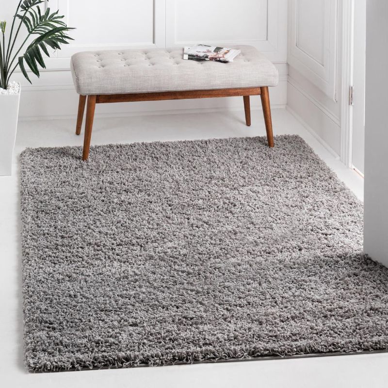 Photo 1 of 5 ft 4 in x 4 ft Shag Rug Grey
