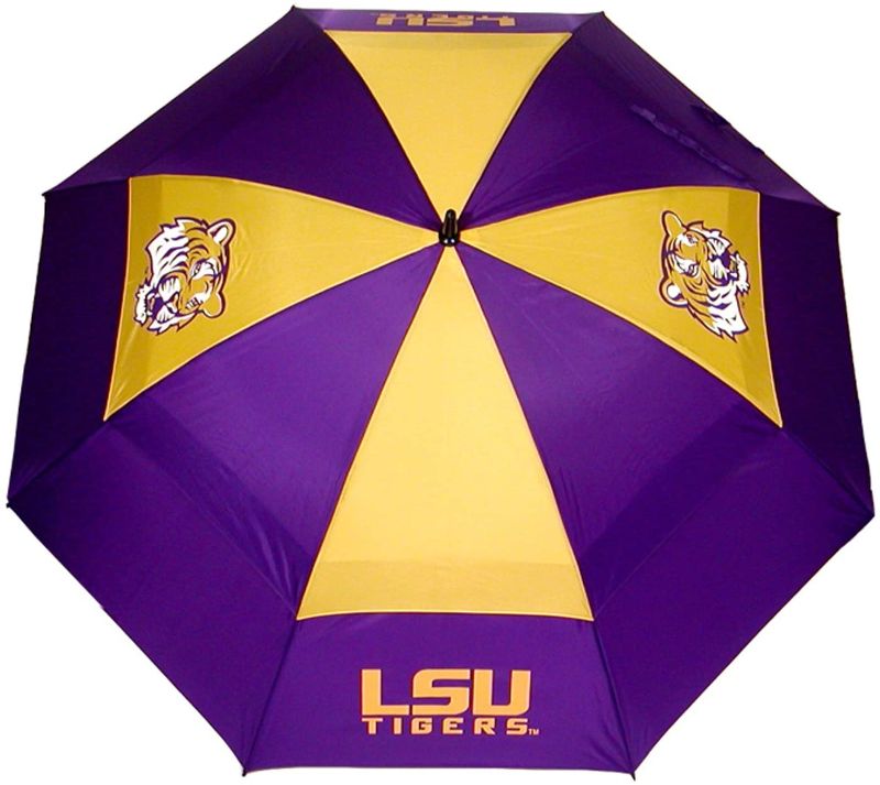 Photo 1 of Team Golf NCAA LSU Tigers 62" Golf Umbrella with Protective Sheath, Double Canopy Wind Protection Design, Auto Open Button