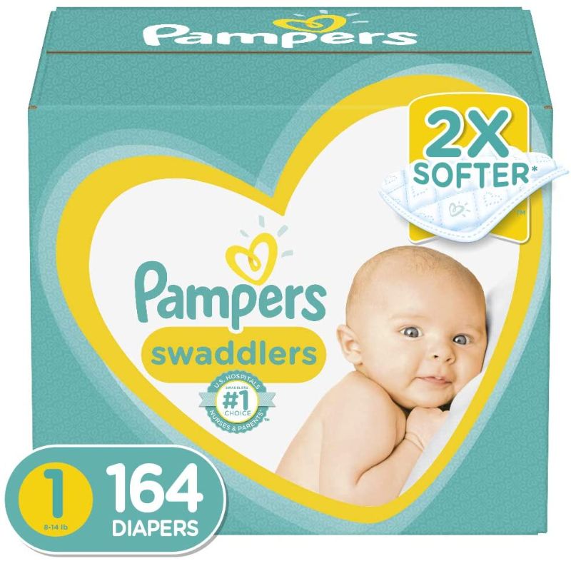 Photo 1 of Diapers Newborn/Size 1 (8-14 lb), 164 Count - Pampers Swaddlers Disposable Baby Diapers, Enormous Pack
