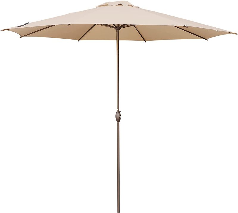 Photo 1 of 11ft Patio Umbrella Outdoor Umbrella Patio Market Table Umbrella with Push Button Tilt and Crank for Garden, Lawn, Deck, Backyard & Pool, Beige