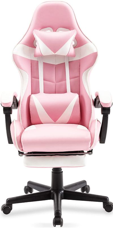 Photo 1 of Pink Gaming Chair with Footrest,Lovely Computer Game Chair,Desk Chair for Granddaughter,Sister,Girlfriend,Wife and Love with Headrest,Lumbar Support Gamer Chair (Pink)
**MISSING MANUAL AND HARDWARE**
