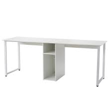 Photo 1 of 78.74 in. Retangular White Metal 2-Person Home Office Desk Workstation Desk Writing Desk with Storage
