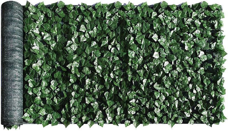 Photo 1 of (4' x 8') Leaves Fence Privacy Screen Artificial Hedges Faux Ivy Cover Panels ?Decorative Trellis - Mesh Backing
