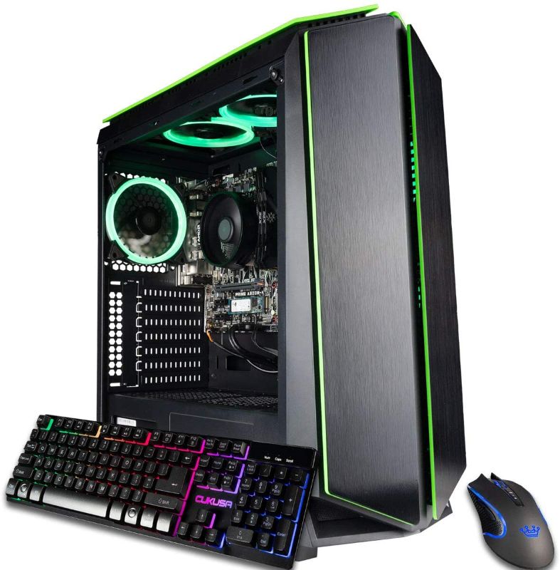 Photo 1 of CUK Mantis Custom Gamer PC (AMD Ryzen 7 with Radeon Graphics, 32GB 3200MHz DDR4 RAM, 512GB NVMe SSD + 2TB HDD, 500W PSU, AC WiFi, Windows 10 Home) Tower Gaming Desktop Computer
**FRONT FACE AND TOP ARE NOT ATTACHED**