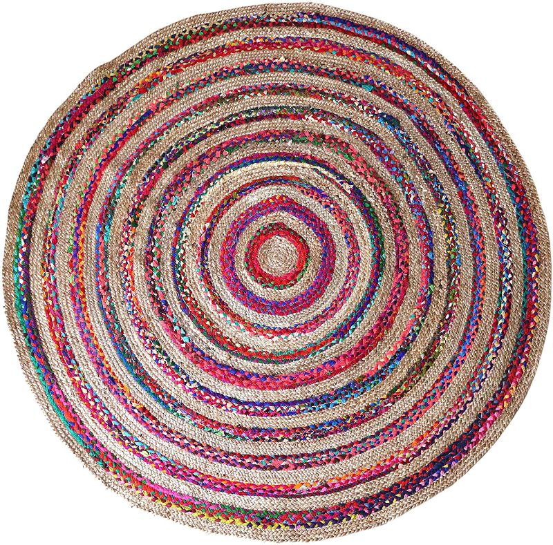 Photo 1 of **NOT EXACT ITEM, STOCK PHOTO FOR REFERENCE ONLY**
6' multi colored round area rug