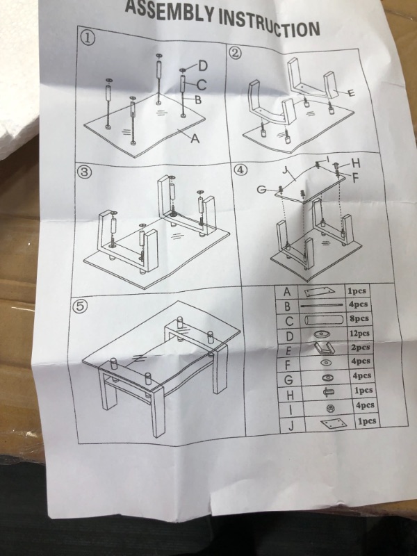 Photo 2 of **BOX 2 OF 2** MISSING BOX 1 
Global Furniture USA Coffee Table Legs and Hardware Glossy White

