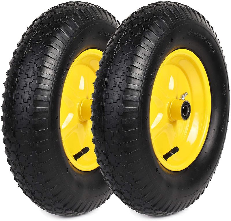 Photo 1 of AR-PRO (2-Pack) 4.80/4.00-8" Tire and Wheel Set - Universal Replacement Utility Equipment Tubed Tire and Wheel?3" Hub, and 5/8" Ball Bearings
