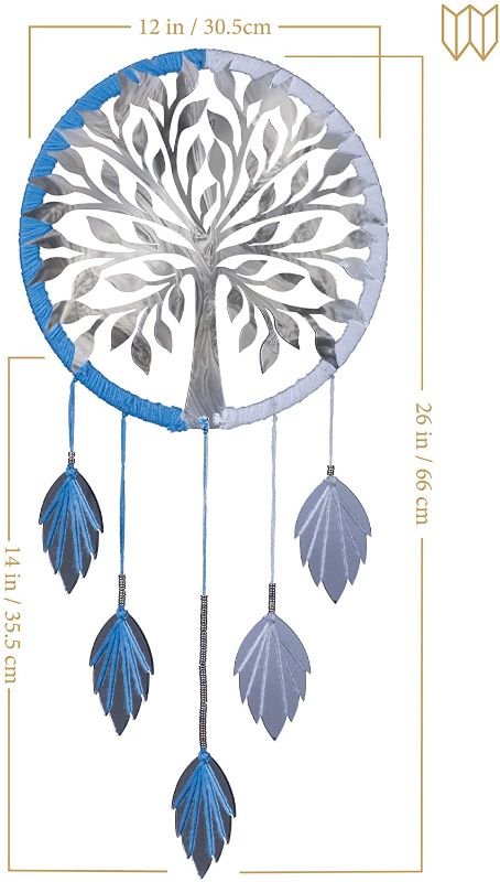 Photo 1 of **SEE PICTURES FOR DAMAGE**
Silver Reflective Wall Decor Glossy ReflectiveTree of Life Bodhi Dream Catcher Precision Lazer Cut Acrylic Silver Tree, Hanging Silver Leaves with Blended Yarn Size:12 x 24 inches (30.5 x 60 cms)
