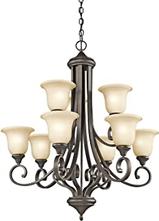 Photo 1 of **INCOMPLETE ITEM****SEE PICTURES FOR DAMAGE** **MISSING HARDWARE**
Kichler 43159OZ Transitional Nine Light Chandelier from Monroe Collection Dark Finish, 9, Olde Bronze