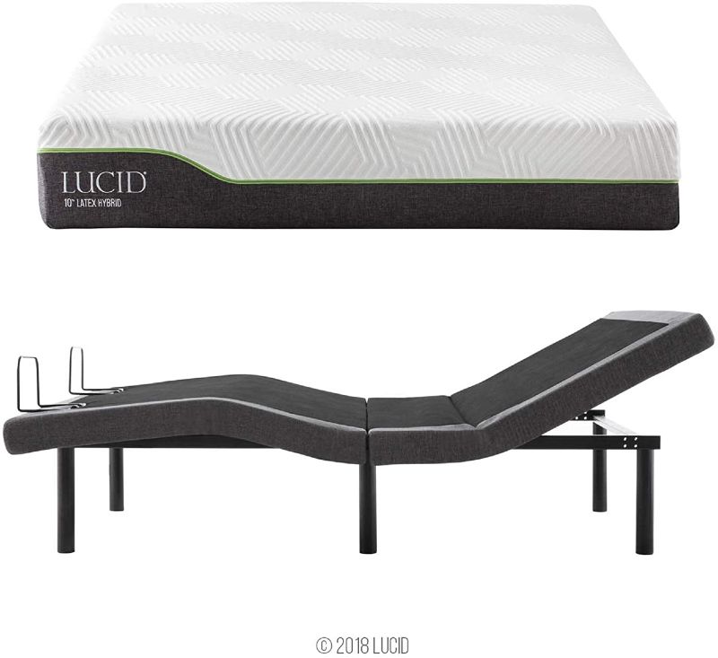 Photo 1 of 
Lucid L300 Adjustable Bed Base with Lucid 10 inch Latex Hybrid Mattress - Full
Size:Full
Style:10 inch Mattress and Adjustable Base