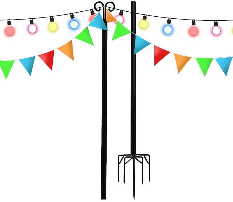 Photo 1 of 
Forerunner String Light Pole?9Ft Sturdy 5-Prong Fork Outdoor Metal Poles with Hooks for Hanging String Lights