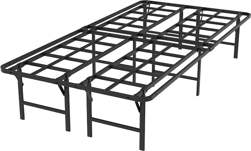 Photo 1 of ZIYOO 14 Inch Twin Folding Metal Platform Bed Frames with Storage for Kids, No Box Spring Needed Heavy Duty Mattress Foundation with 2500lbs Support, 10 Minutes Assembly, Noise Free
