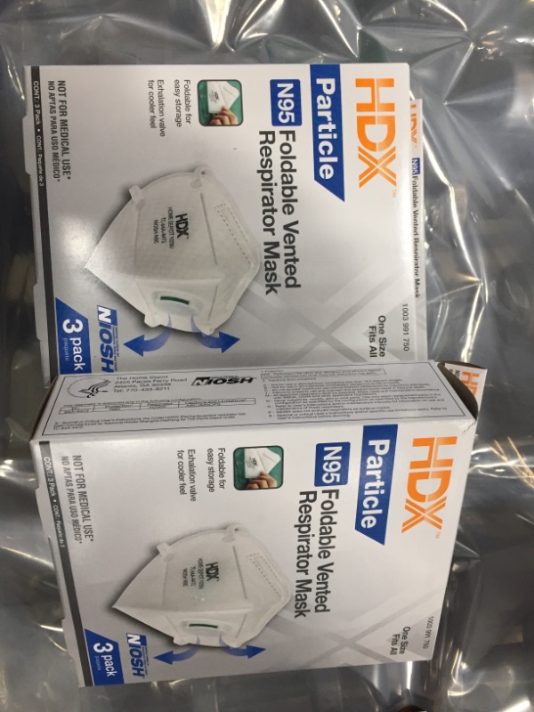 Photo 3 of HDX Foldable Vented Respirator Mask, 3 PACK,(2 PACK, 6 COUNT)
SIMILAR TO PHOTO: HDX Foldable Vented Respirator Mask, 3 PACK
