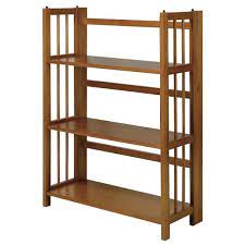 Photo 1 of 38 in. Chestnut Wood 3-shelf Etagere Bookcase with Open Back