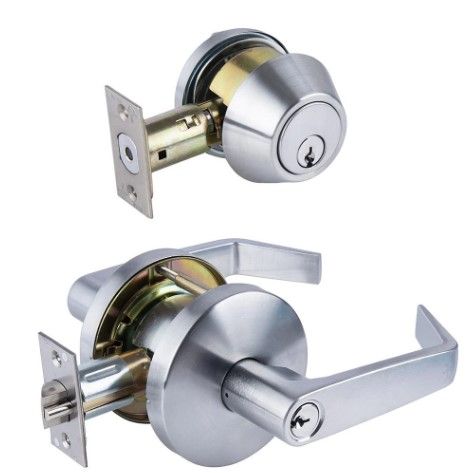 Photo 1 of *MISSING deadbolt*
Universal Hardware Heavy Duty Commercial Satin Chrome Entry Lever with Single Cylinder Deadbolt Combo