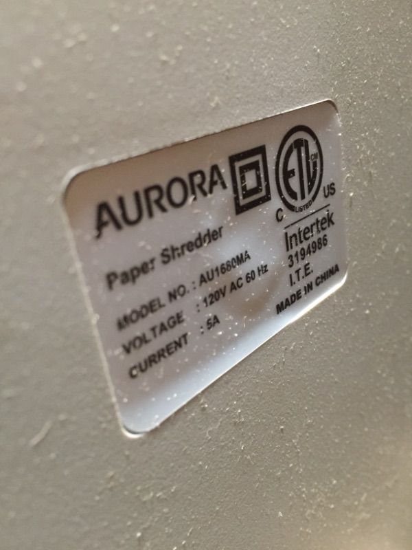 Photo 2 of Aurora AU1680MA Heavy Duty High Security 16-Sheet Micro-Cut Shredder/

***PARTS ONLY ITEM***SOLD AS-IS****
