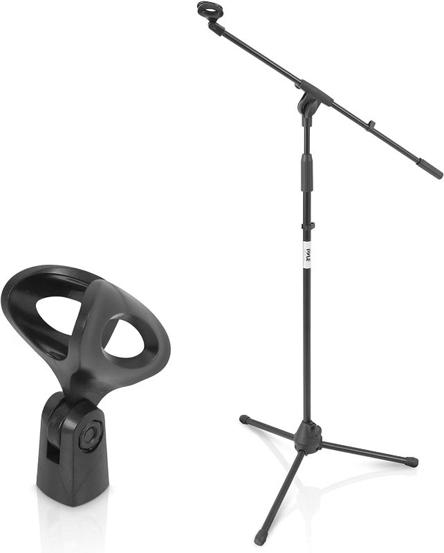 Photo 1 of Pyle Foldable Tripod Microphone Stand - Universal Mic Mount and Height Adjustable from 37.5'' to 65.0'' Inch High w/ Extending Telescoping Boom Arm Up to 28.0'' - Knob Tension Lock Mechanism PMKS3

