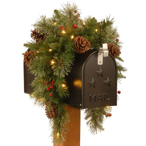 Photo 1 of 36" Colonial Battery Operated Artificial Christmas Mailbox Swag - Warm White LED Lights
