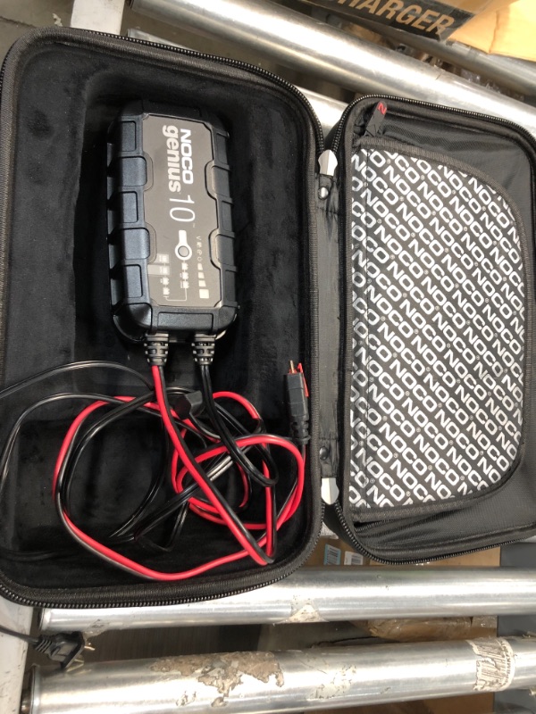 Photo 1 of NOCO GENIUS10, 10-Amp Fully-Automatic Smart Charger, 6V and 12V Battery Charger, Battery Maintainer, Trickle Charger, and Battery Desulfator with Temperature Compensation
