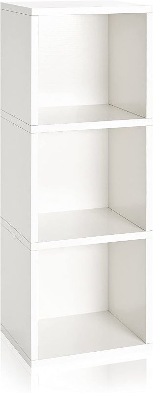 Photo 1 of Way Basics Eco Wynwood 3 Cube Bookcase, Storage Shelf, Organizer (Tool-Free Assembly and Uniquely Crafted from Sustainable Non Toxic zBoard Paperboard) White
