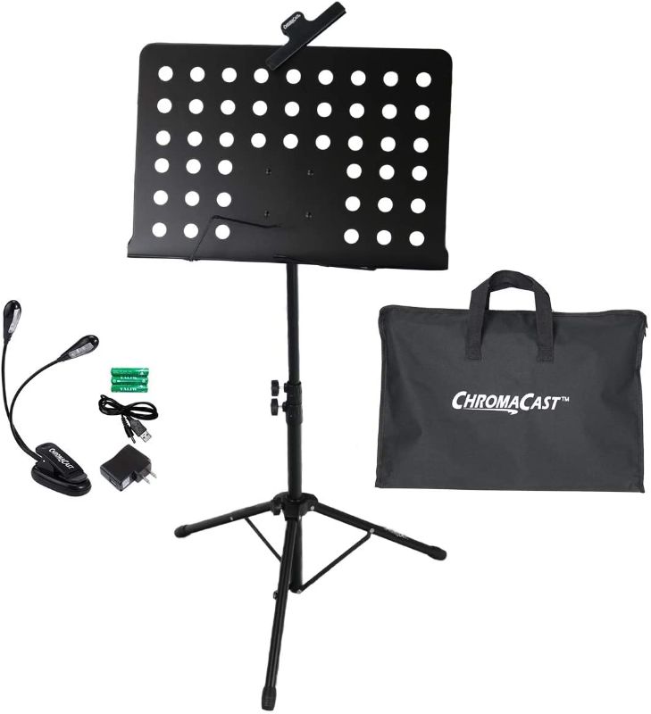 Photo 1 of ChromaCast FBA CC-PS-MSTAND-KIT-1 Pro Series Metal Stand Performance Pack with Carry Bag, Music Sheet Clip On Adjustable Light
