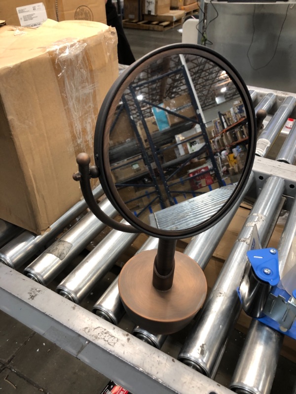 Photo 1 of BRONZE MAKEUP TABLE MIRROR DENTED AT BOTTOM.