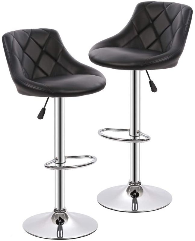 Photo 1 of Counter Height Bar Stools Set of 2 Barstools Swivel Stool Height Adjustable Bar Chairs with Back PU Leather Swivel Bar Stool Kitchen Counter Stools Dining Chairs MISSING SOME SCREWS.
