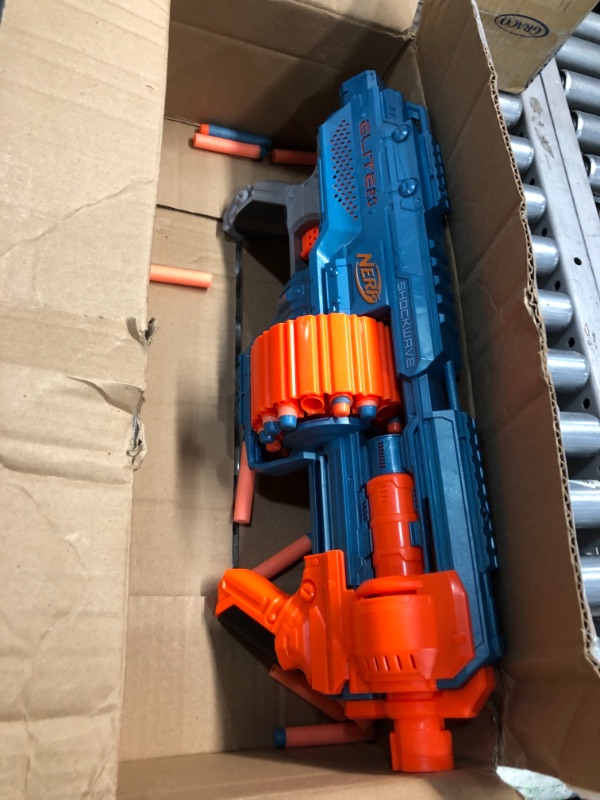 Photo 1 of NERF Elite 2.0 Shockwave RD-15 Blaster, 30 Darts, 15-Dart Rotating Drum, Pump-Action, Built-in Customizing Capabilities
