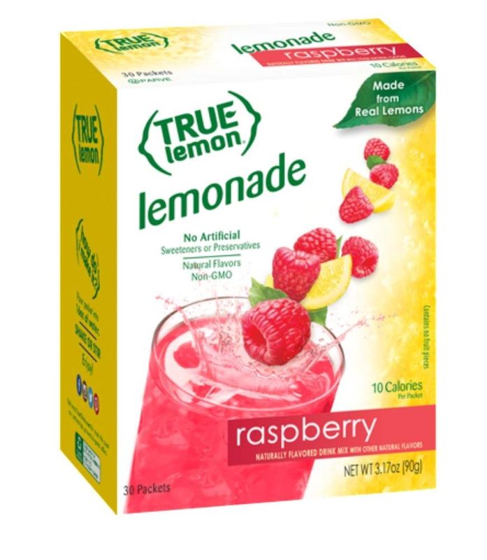 Photo 1 of TRUE LEMON Raspberry Lemonade Drink Mix (60 Packets) Made from Real Lemon No Preservatives, No Artificial Sweeteners, Gluten Free Water Flavor Packets & Water Enhancer with Stevia
