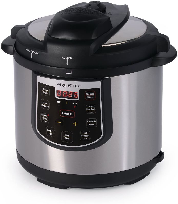 Photo 1 of 6 Qt. Black Stainless Steel Electric Pressure Cooker with Built-In Timer
model: 0214102