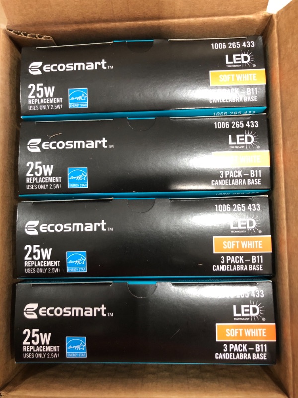 Photo 2 of 25-Watt Equivalent B11 Dimmable Flame Bent Tip Clear Glass Filament LED Vintage Edison Light Bulb Soft White (12-Pack)