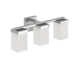 Photo 1 of (MULTIPLE GLASS CRACKS) 
Moen YB8863CH 90 Degree 3-Light Dual-Mount Bath Bathroom Vanity Fixture with Frosted Glass, Chrome
