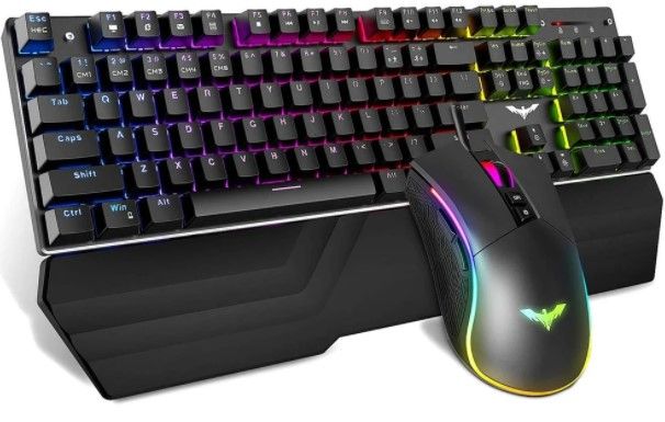 Photo 1 of HAVIT KB389L Mechanical Keyboard and Mouse Combo 104 Keys with Detachable Wrist Rest
