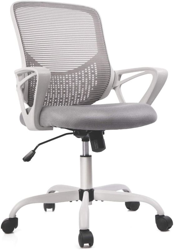 Photo 1 of Home Office Chair, Mid Back Desk Chair Ergonomic Computer Chair Executive Rolling Swivel Height Adjustable Mesh Task Chair with Lumbar Support Armrest (Mesh Back, Grey)
