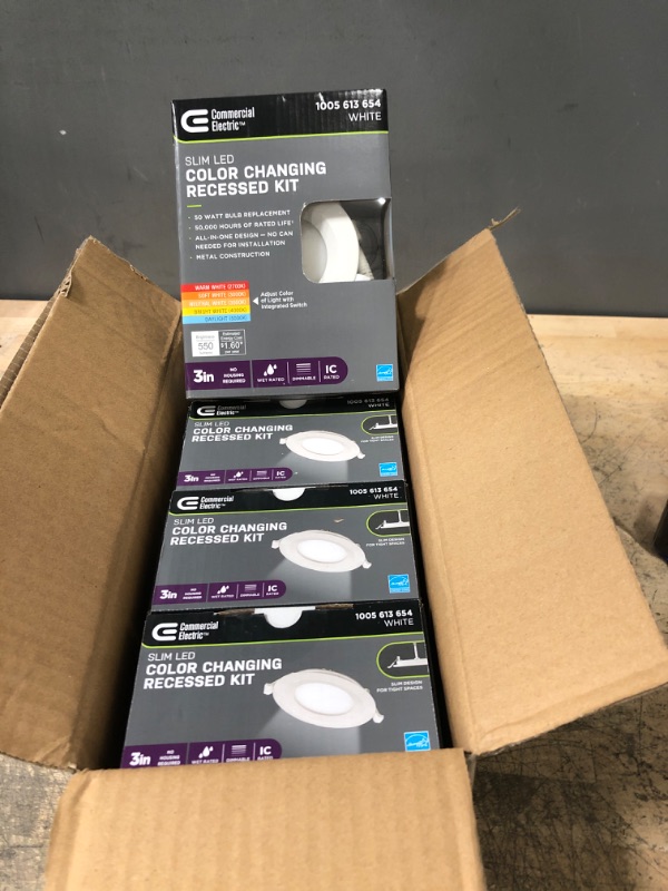 Photo 2 of (x4) Ultra Slim 3 in. Canless Selectable CCT Integrated LED Recessed Light Trim All-in-One Downlight 550 Lumens Dimmable
