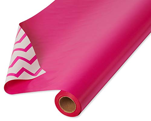 Photo 1 of American Greetings Reversible Wrapping Paper, Pink and Chevron (1 Jumbo Roll, 175 Sq. Ft.)
