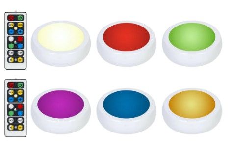 Photo 1 of *MISSING 1 remote*
*batteries NOT included* 
Brilliant Evolution LED White RGB Color Changing Puck Light with 2 Remotes (6-Pack)