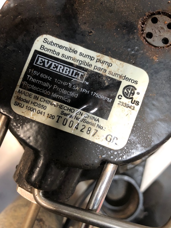 Photo 3 of *USED*
Everbilt 1/2 HP Cast Iron Sump Pump