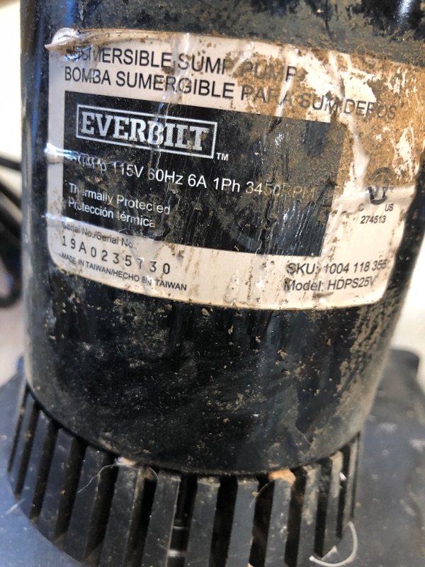 Photo 3 of *USED*
Everbilt 1/4 HP Aluminum Sump Pump with Vertical Switch