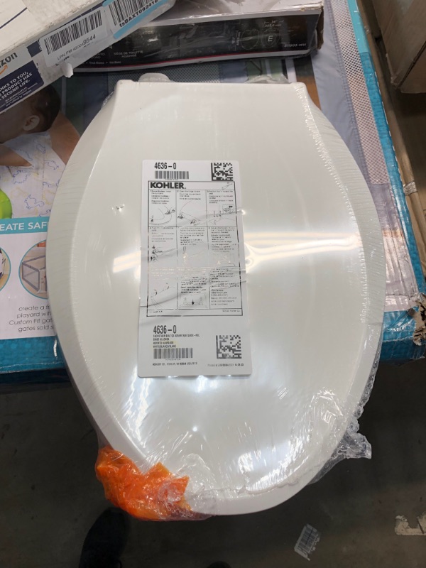 Photo 2 of *SEE last picture for damage*
KOHLER K-4636-0 Cachet Quiet Close Toilet Seat, White
