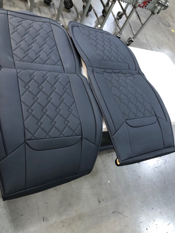 Photo 2 of *MISSING a piece*
LUCKYMAN CLUB D03-ZGJ Seat Covers Fit for 2007-2022 Ram 1500/2500/3500 Crew/Quad/Double/Regular/Mega Cab Trucks with Waterproof Faux Leather with Center Console Cover (Front Set, Black 2 pcs)
