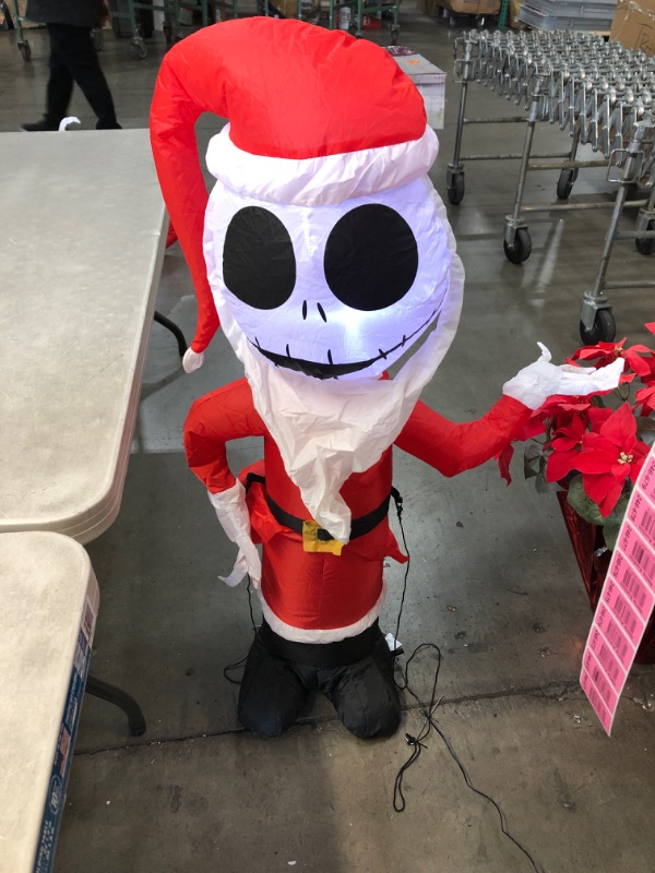 Photo 2 of *USED*
4 ft Pre-Lit LED Airblown Disney Jack Skellington as Santa Christmas Inflatable