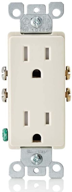 Photo 1 of *MISSING 1 outlet*
Leviton Decora 15 Amp Tamper-Resistant Duplex Outlet, Light Almond (10-Pack)