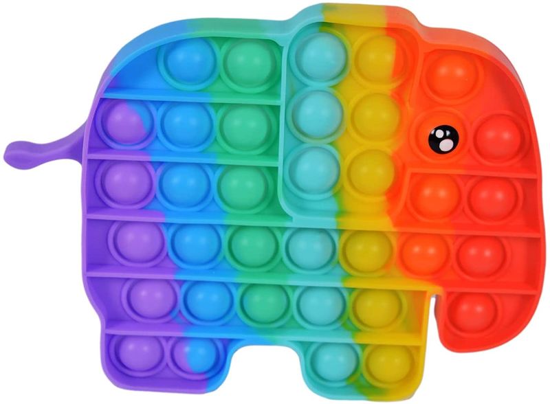 Photo 1 of 4 PACK: NUFR Rainbow Elephant Shape Pop Bubble Fidget Toy, Animal Shaped Sensory Silicone Toy for Adult Kids Office
