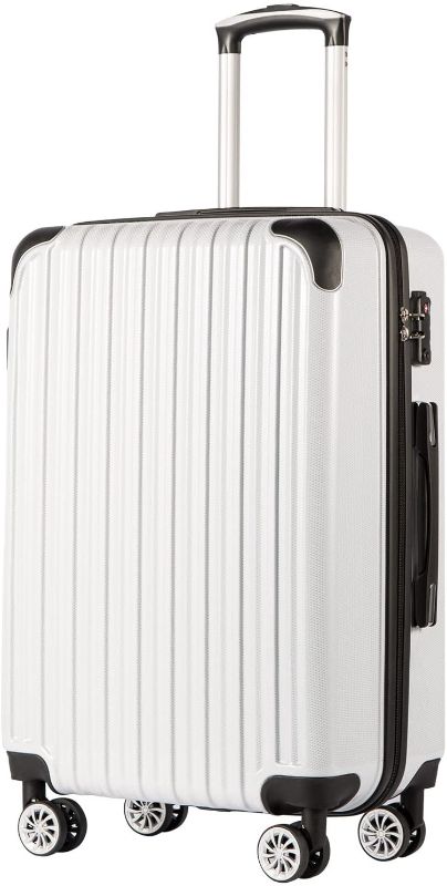 Photo 1 of Coolife Luggage Suitcase PC+ABS Spinner 20in Carry on (white grid new, S(20in)_carry on)
20inch (15.4 x 8.7x 22.4)