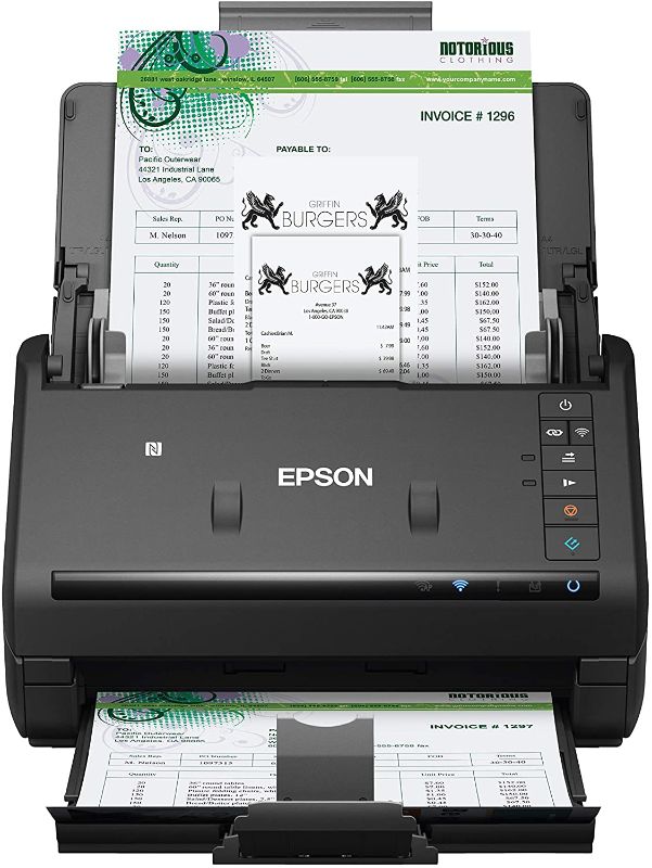 Photo 1 of Epson Workforce ES-500WR Wireless Color Receipt & Document Scanner for PC and Mac, Auto Document Feeder (ADF) , black
