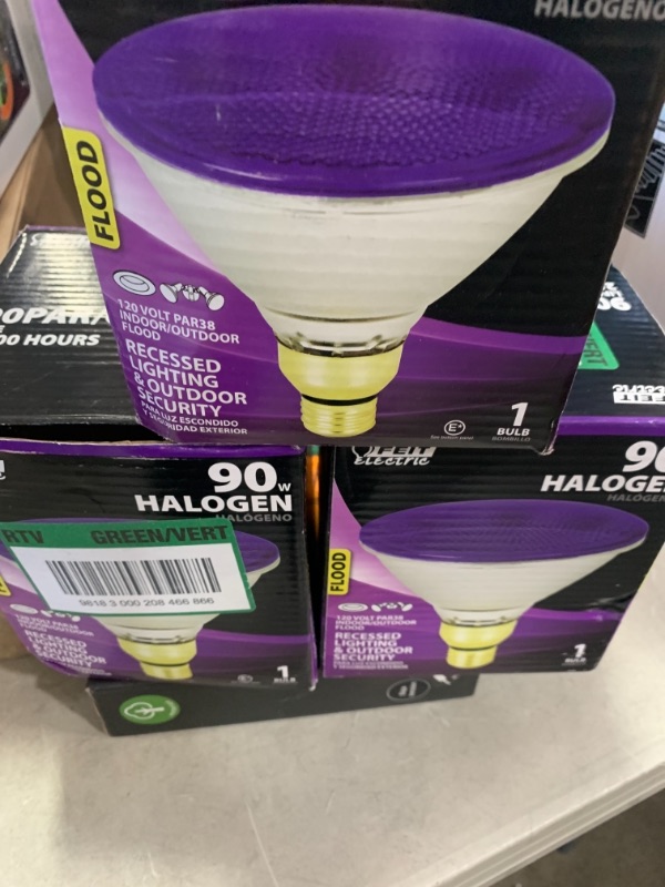 Photo 1 of 90-Watt PAR38 Dimmable Purple Color Halogen Light Bulb
AS IS 3PK