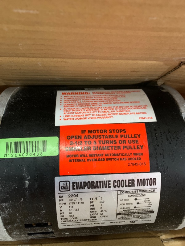 Photo 3 of 2-Speed 3/4 HP Evaporative Cooler Motor
