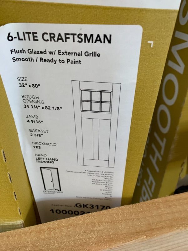 Photo 1 of 32 in. x 80 in. 6 Lite Craftsman Primed Steel Prehung Left-Hand Inswing Front Door
